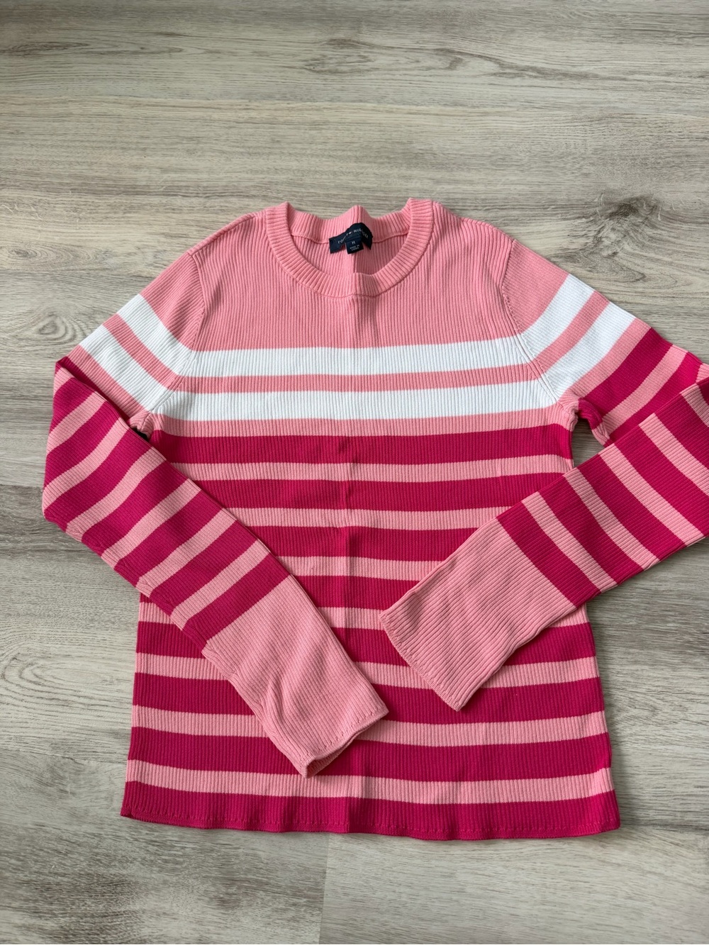 Tommy Hilfiger Pink & Fuchsia Striped Crewneck Sweater